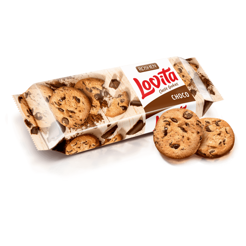 ПЕЧЕНЬЕ СДОБНОЕ LOVITA С КУСОЧКАМИ ГЛАЗУРИ 150ГР