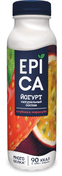 ПИТЬЕВОЙ ЙОГУРТ "EPICA"  КЛУБНИКА-МАРАКУЙЯ 290ГР