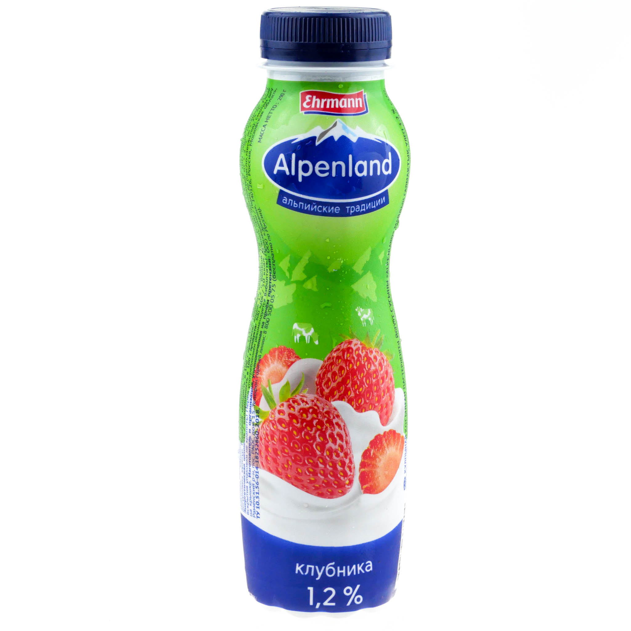 ПИТЬЕВОЙ ЙОГУРТ "ALPENLAND" КЛУБНИКА 1,2% 290ГР