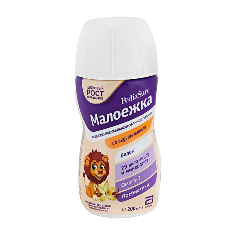 ДЕТСКОЕ СБАЛАНСИРОВАННОЕ ПИТАНИЕ "PEDIASURE" МОЛОЕЖКА СО ВКУСОМ ВАНИЛЬ 200МЛ