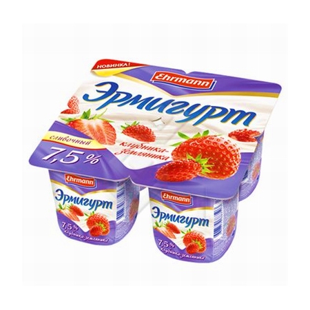 ЙОГУРТ "ЭРМИГУРТ" КЛУБНИКА-ЗЕМЛЕНИКА 7,5% 100ГР