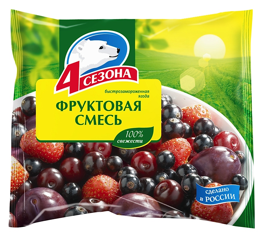 ЗАМОРОЖЕННАЯ ФРУКТОВАЯ СМЕСЬ "4 СЕЗОНА" ЯГОДЫ 300ГР