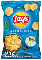 ЧИПСЫ LAYS СМЕТАНА И ЗЕЛЕНЬ 225ГР