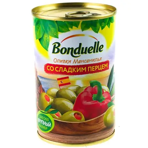 ОЛИВКИ СО СЛАДКИМ ПЕРЦЕМ "БОНДЮЭЛЬ" 314МЛ