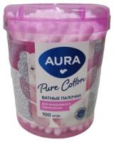 ВАТНЫЕ ПАЛОЧКИ "AURA PURE COTTON" ПАКЕТ 100ШТ