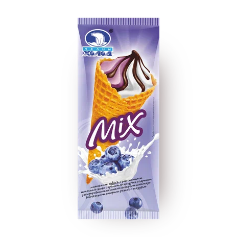 МОРОЖЕНОЕ "МИКС" ЧЕРНИКА САХАРНОЙ РОЖКЕ 90ГР
