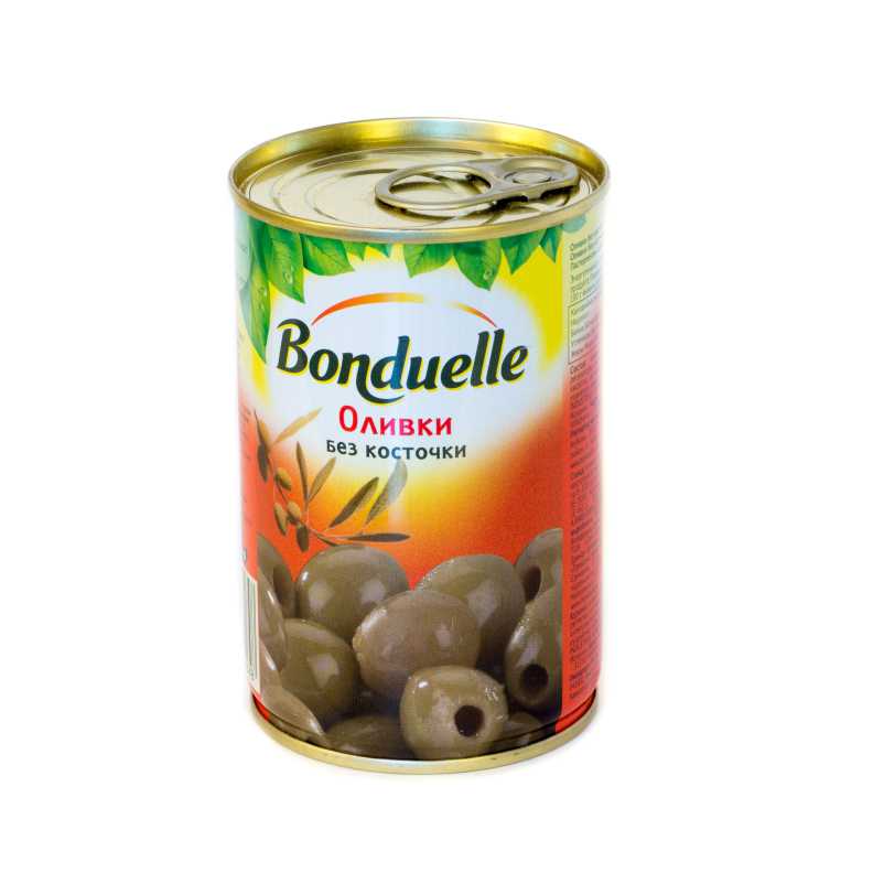 ОЛИВКИ ЗЕЛЕНЫЕ БЕЗ КОСТОЧКИ "BONDUELLE" 300ГР Ж/Б