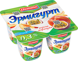 ЙОГУРТ "ЭРМИГУРТ" ПЕРСИК-МАРАКУЙЯ 0,3% 100ГР