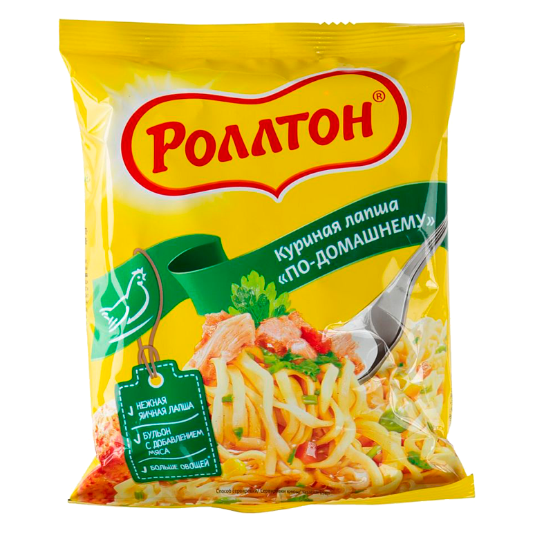 ЛАПША Б/П "РОЛЛТОН" 85ГР  КУРИНАЯ ПО-ДОМАШНЕМУ