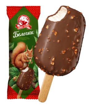 МОРОЖЕНОЕ "БЕЛОЧКА" ЭСКИМО СЛИВ.В ГЛАЗУРИ С ОРЕХАМИ 70гр