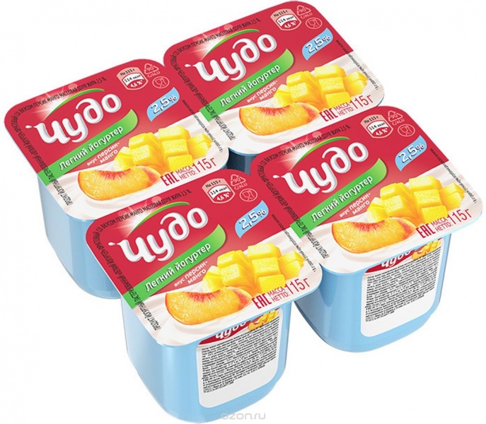ЙОГУРТ "ЧУДО" ПЕРСИК-МАНГО 2,5% 115ГР