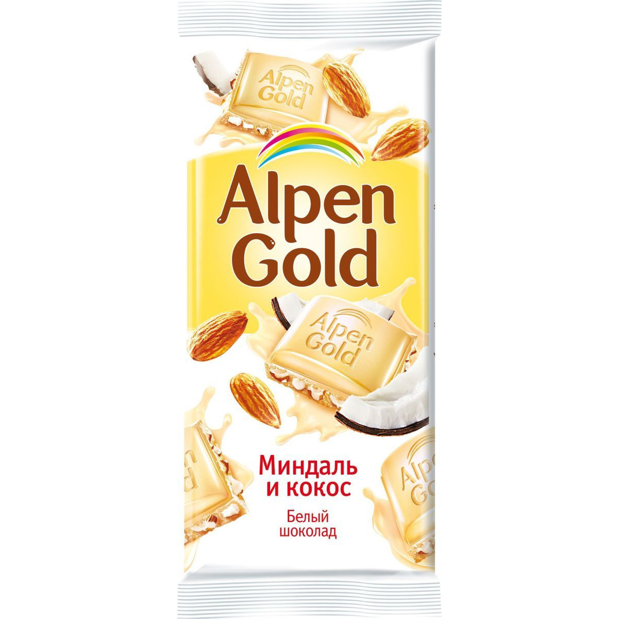 ШОКОЛАД БЕЛЫЙ ALPEN GOLD МИНДАЛЬ И КОКОС 80ГР