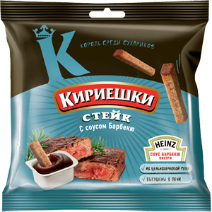 СУХАРИКИ КИРИЕШКИ СТЕЙК С СОУСОМ БАРБЕКЬЮ 60ГР