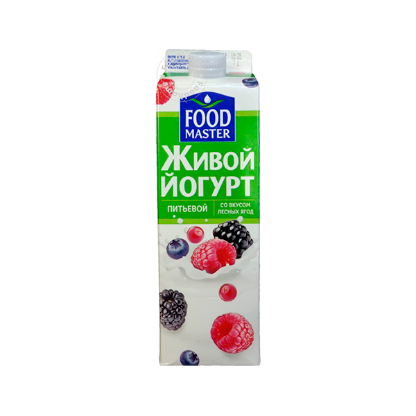 ПИТЬЕВОЙ ЙОГУРТ "FOODMASTER" ЛЕСНЫЕ ЯГОДЫ 2% 0,900КГ