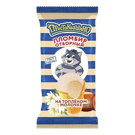 МОРОЖЕНОЕ "ПРОСТОКВАШИНО" ПЛОМБИР НА ТОПЛЕНОМ МОЛОКЕ 95 ГР