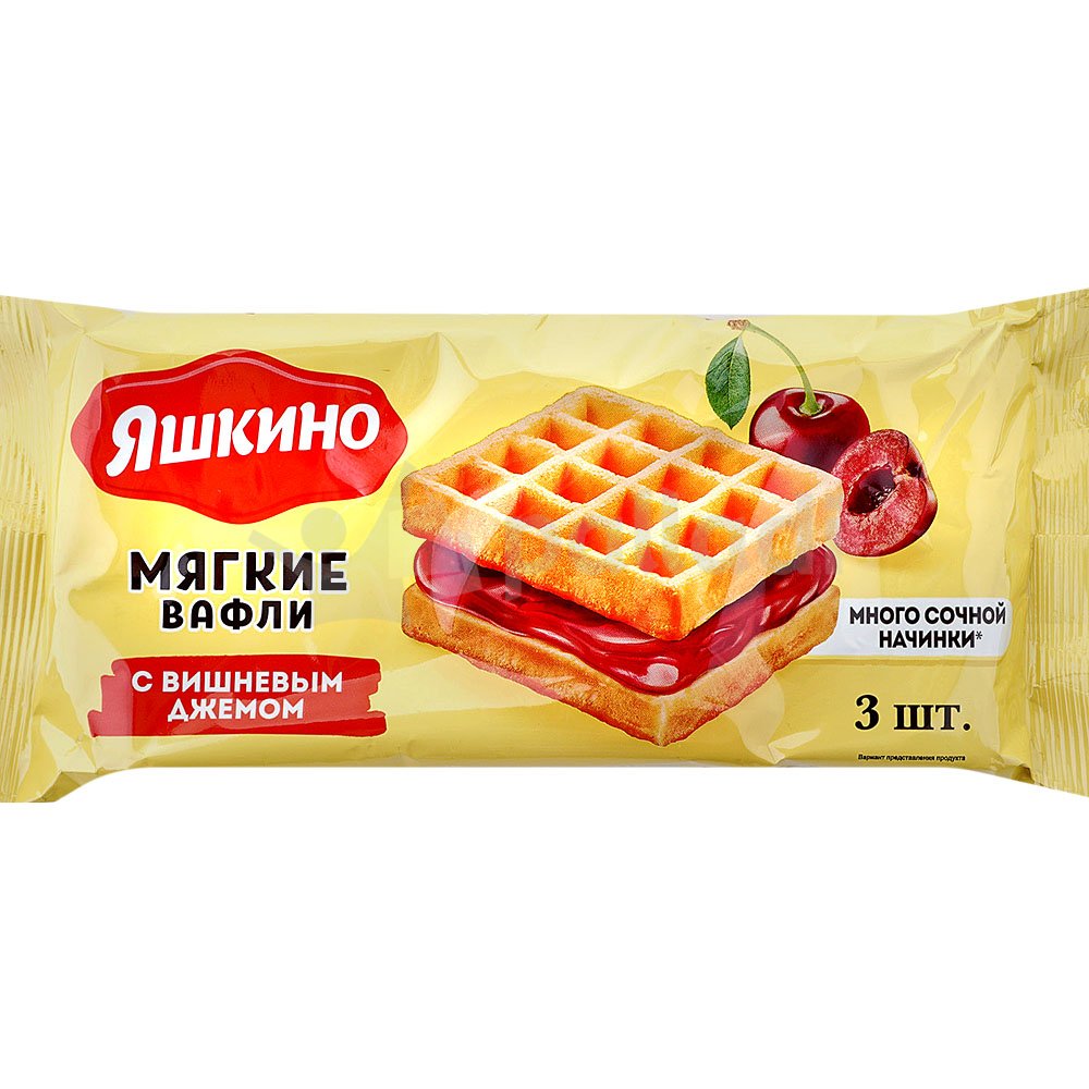 МЯГКИЕ ВАФЛИ С ВИШНЕВЫМ ДЖЕМОМ 120ГР