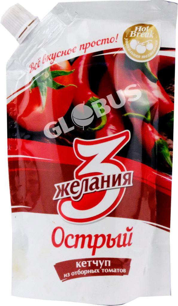 КЕТЧУП "3 ЖЕЛАНИЯ" ОСТРЫЙ 250 г