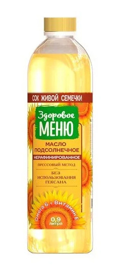 МАСЛО ПОДСОЛН,ЗДОРОВОЕ МЕНЮ НЕРАФИНИР. 0,9Л
