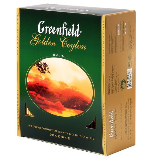 ЧАЙ GREENFIELD GOLDEN CEYLON 100ПАКЕТ