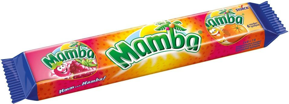 ЖЕВАТЕЛЬНЫЕ КОНФЕТЫ "MAMBA" АССОРТИ ВКУСОВ 79,5ГР