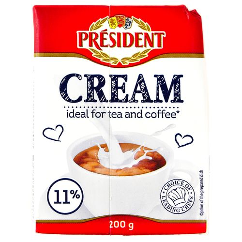 СЛИВКИ "ПРЕЗИДЕНТ" ДЛЯ ЧАЯ И КОФЕ 11% 200Г