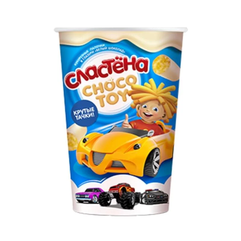 КУКУРУЗНЫЕ ПАЛОЧКИ СЛАСТЕНА CHOCO TOY ББЕЛЫЙ ШОК. КРУТЫЕ ТАЧКИ 100ГР