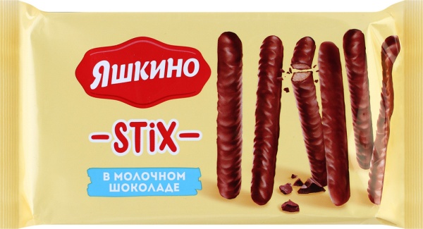 ПЕЧЕНЬЕ ЯШКИНО STIX ПАЛОЧКИ В МОЛ. ШОКОЛАДЕ 130ГР