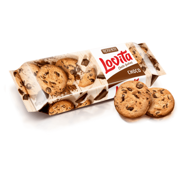 ПЕЧЕНЬЕ СДОБНОЕ LOVITA С КУСОЧКАМИ ГЛАЗУРИ 150ГР