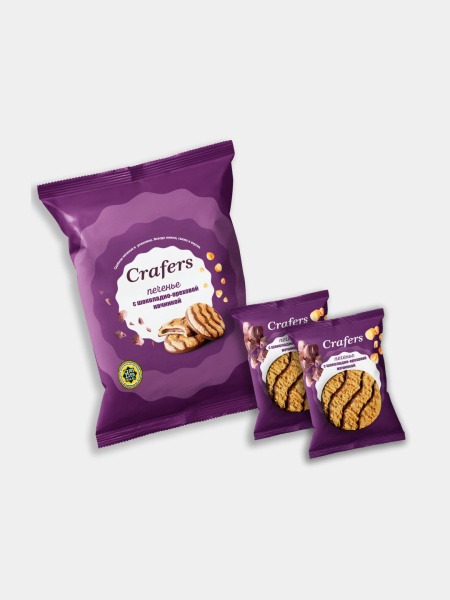 ПЕЧЕНЬЕ CRAFERS С ШОКОЛАДНО-ОРЕХОВОЙ НАЧИНКОЙ 300ГР