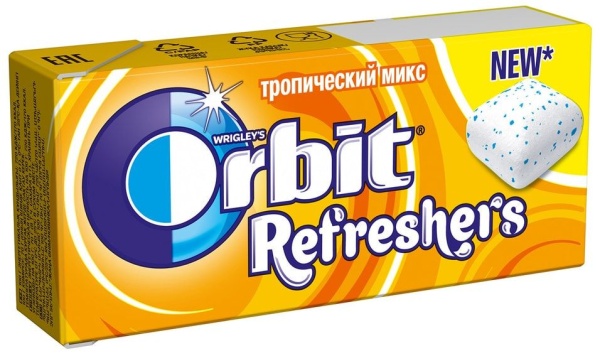 ЖЕВ РЕЗИНКА ORBIT REFRESHERS ТРОПИЧЕСКИЙ МИКС 16ГР