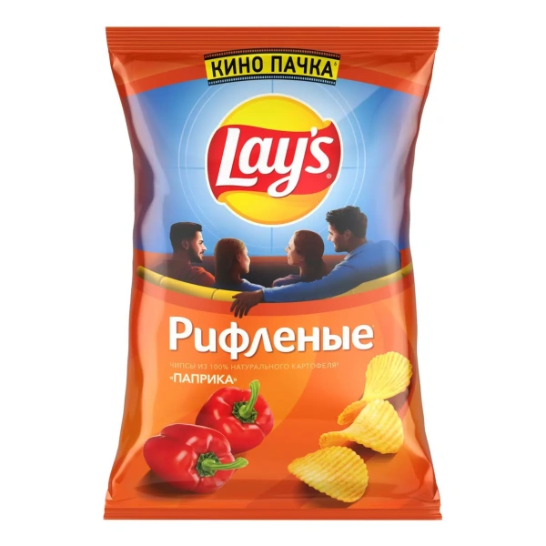 ЧИПСЫ LAYS  РИФЛЕНЫЕ ПАПРИКА 225 ГР