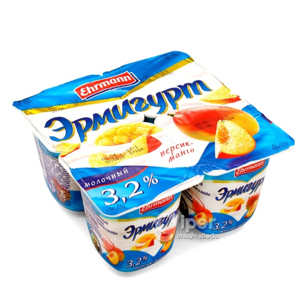 ЙОГУРТ "ЭРМИГУРТ" ПЕРСИК-МАНГ 3,2% 100ГР