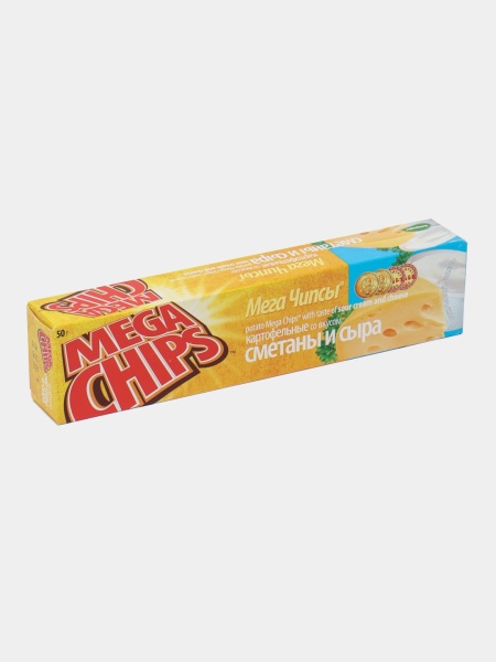 ЧИПСЫ MEGA CHIPS СО ВКУСОМ СМЕТАНЫ И СЫРА 50 ГР