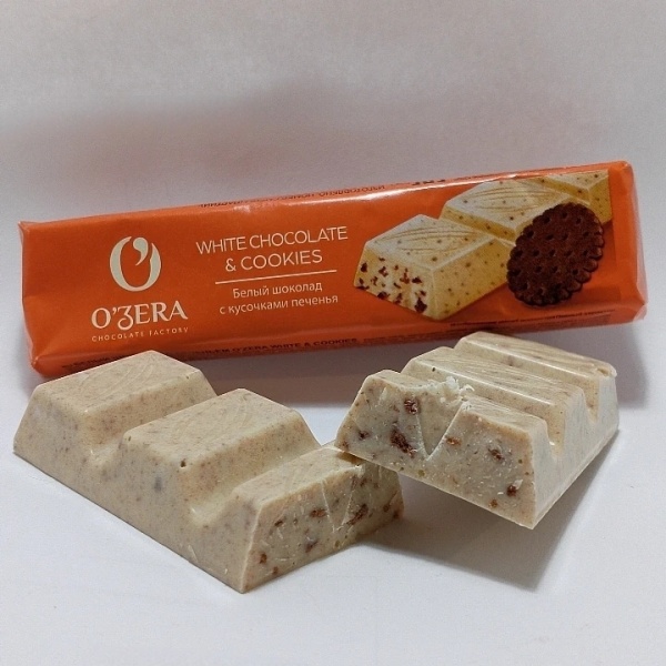 БЕЛЫЙ ШОКОЛАД "OZERA" С ПЕЧЕНЬЕМ 45ГР