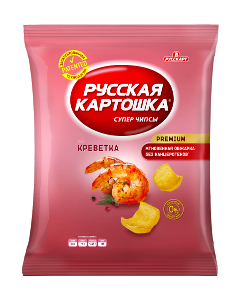 ЧИПСЫ РУССКАЯ КАРТОШКА КРЕВЕТКА 140ГР
