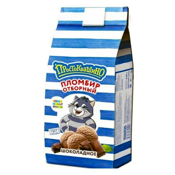 МОРОЖЕНОЕ "ПРОСТОКВАШИНО" ПЛОМБИР ОТБОРНЫЙ ШОКОЛАД 430ГР