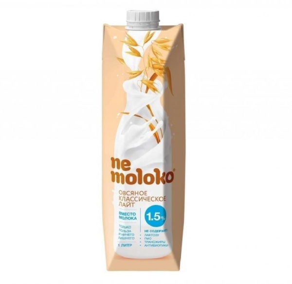 МОЛОЧНЫЙ НАПИТОК "NEMOLOKO" ОВСЯНОЕ КЛАССИЧЕСКОЕ ЛАЙТ 1,5 % 1 л