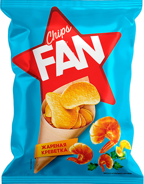 ЧИПСЫ FAN СО ВКУСОМ ЖАРЕНОЙ КРЕВЕТКИ 250ГР