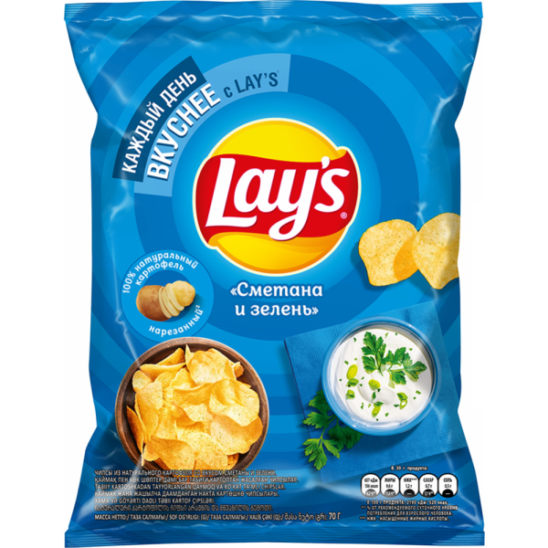 ЧИПСЫ LAYS СМЕТАНА И ЗЕЛЕНЬ 50ГР