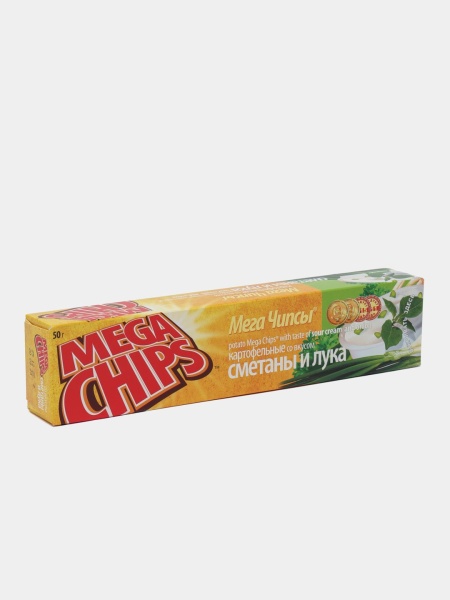 ЧИПСЫ MEGA CHIPS СО ВКУСОМ СМЕТАНЫ И ЛУКА 50 ГР