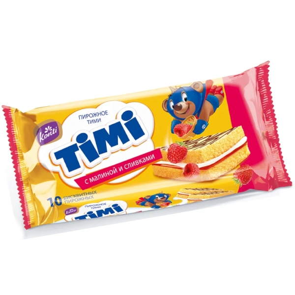 ПИРОЖНОЕ С МАЛИНОЙ И СЛИВКАМИ "TIMI" 300Г