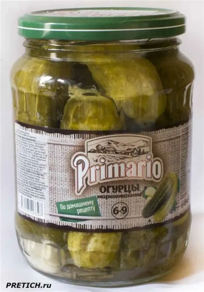 ОГУРЦЫ КОНСЕРВИРОВАННЫЕ 6-9 PRIMARIO 720 мл