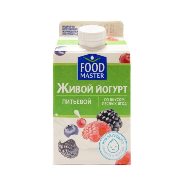 ПИТЬЕВОЙ ЙОГУРТ "FOODMASTER" ЛЕСНЫЕ ЯГОДЫ 2% 0,45КГ